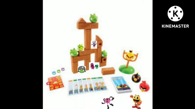 PAC Man Ghostly Adventures Angry Birds Knock Out Wood Game Mattel