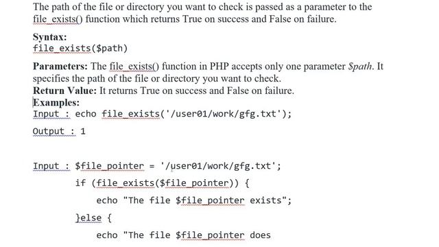 PHP | file exists Function смотреть онлайн