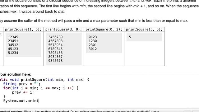 Exercise 3.4 (printSquare) Java Tutorial || Practice-It смотреть онлайн