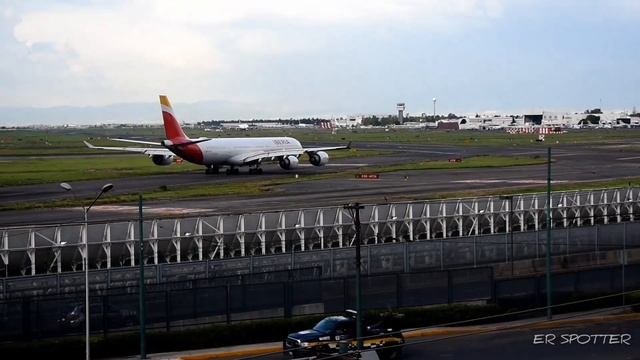 Takeoff Iberia Airbus A340-600 EC-LEV In Mexico city Airport MMMX/MEX смотреть онлайн