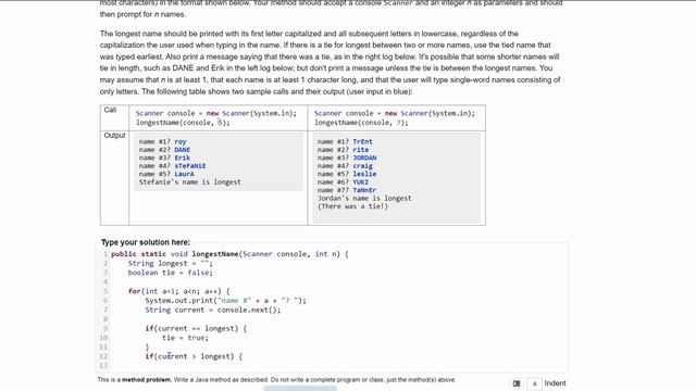 Java Practice It | Exercise 4.11: longestName | substring, if/else, input, method basics, Scanner смотреть онлайн