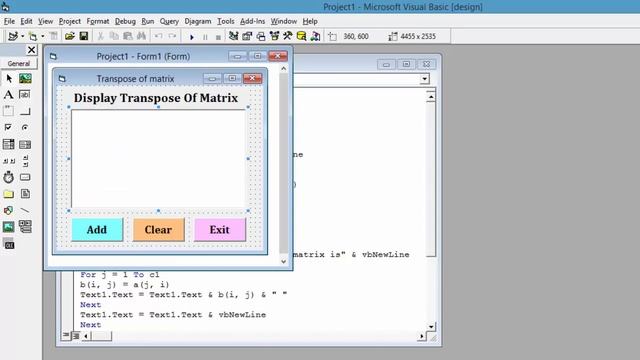 How to display transpose of matrix in visual basic 6.0 | Transpose matrix program смотреть онлайн