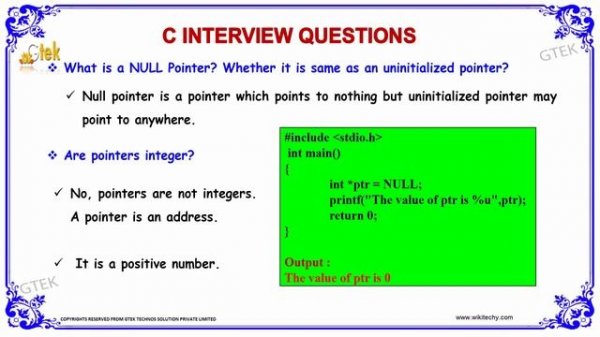 what is a NULL Pointer in c | C programming interview questions | wikitechy.com
