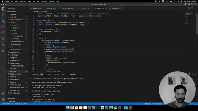 React Native (Typescript) how to use and setup redux (toolkit) in an app (snackbar) смотреть онлайн