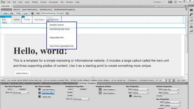 Using Nav Dropdowns in DMXzone Bootstrap 3 Navigation смотреть онлайн