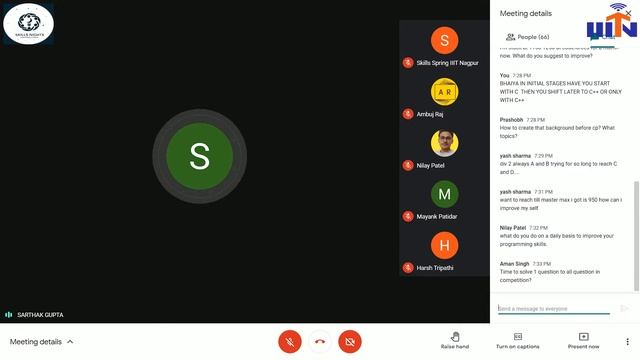 SKILLS NIGHTS WEBINAR | SARTHAK GUPTA | COMPETITIVE PROGRAMING| 7 STAR CODER| IIIT NAGPUR смотреть онлайн
