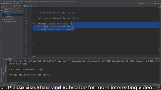 #10 How to take input from user in Kotlin language with example. смотреть онлайн