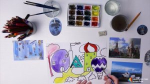 Уроки рисования для школы онлайн  ✍ Рисуем сказочный город