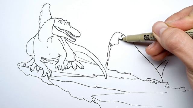 Spinosaurus vs Megalodon Drawing and Coloring easy смотреть онлайн