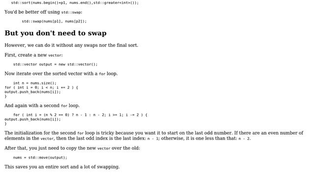 Shuffle a sorted array so that left portions contains even indices and right portion contains... смотреть онлайн