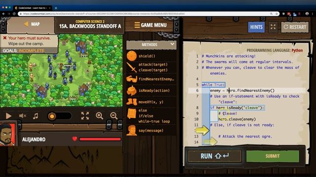 CodeCombat Level 15A Python Computer Science 2 Tutorial with Answers смотреть онлайн