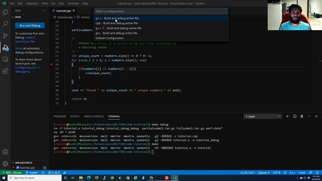 Debugging C++ on VSCode w/ WSL смотреть онлайн