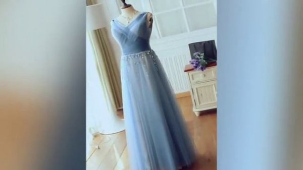 Stunning Beautiful Bride in Wedding Dress Blue