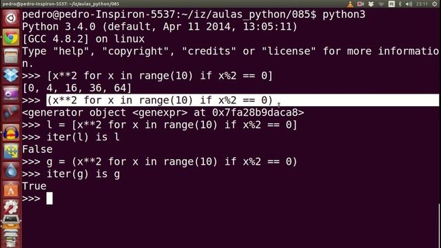 Aulas Python - 085 - Iteração VI: Expressões Geradoras смотреть онлайн