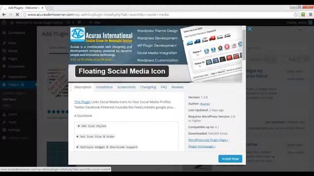 Installation of #1 Social Media Wordpress Plugin - Floating Social Media Icon смотреть онлайн