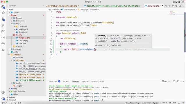 Building RSVP with Laravel, Inertia, React - P5 Migrations, Models, Factory and Pivot table смотреть онлайн