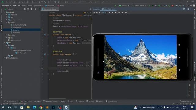 Игра Динозаврик. Движок libGDX. Android Studio. Java Урок 02. Добавляем фон, камень и дино в игру. смотреть онлайн