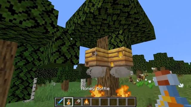 How To Harvest Honey And Honeycombs From A Bee Nest In Minecraft Version 1.15
