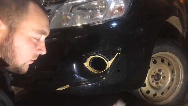 Установка ПТФ на Гранту,чем вырезать в бампере отверстие под ПТФ