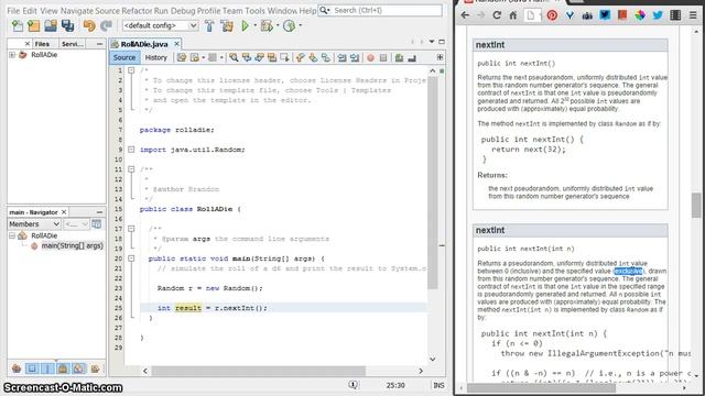 RollADie - simulating dice rolls in Java смотреть онлайн