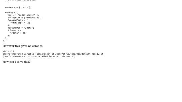 Unix & Linux: Nix error: undefined variable 'goPackages' смотреть онлайн