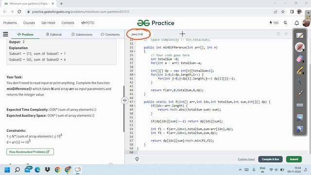Minimum sum partition || GFG POTD || JAVA Code || C++ Code || DP || Recursion || Hindi || смотреть онлайн