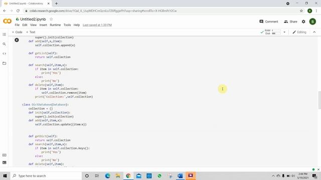 python program to create a class called database. смотреть онлайн