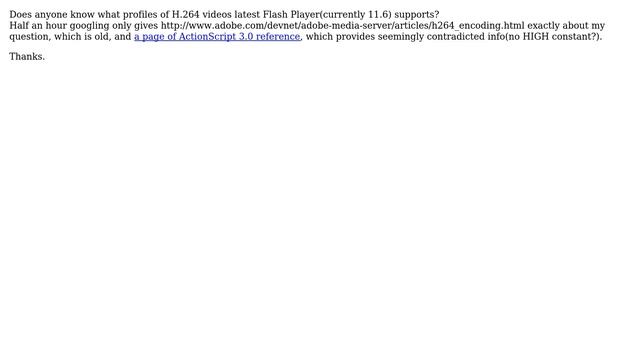 H.264 profiles support of latest Flash Player (v11.6) смотреть онлайн