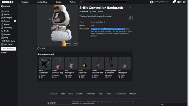 НОВАЯ БЕСПЛАТНАЯ ВЕЩЬ В РОБЛОКС ИВЕНТЕ 2022! 8-Bit Controller Backpack! ROBLOX EVENT смотреть онлайн