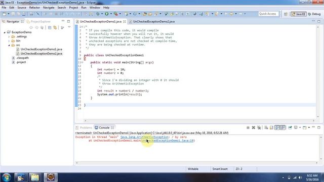 Java unchecked exception (ArithmeticException) смотреть онлайн