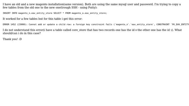 Magento: Magento databse table copy gives error смотреть онлайн