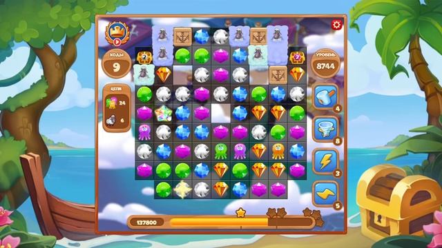 Как пройти уровень 8744 игры Сокровища Пиратов смотреть онлайн