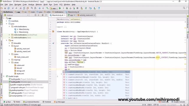 #58 Kotlin Android Tutorial | Constraint Layout Programmatically Part 3 смотреть онлайн