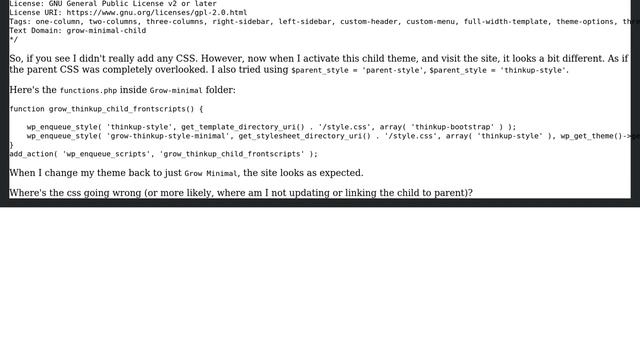 Wordpress: Child theme not using parent theme css/styles/formatting? смотреть онлайн