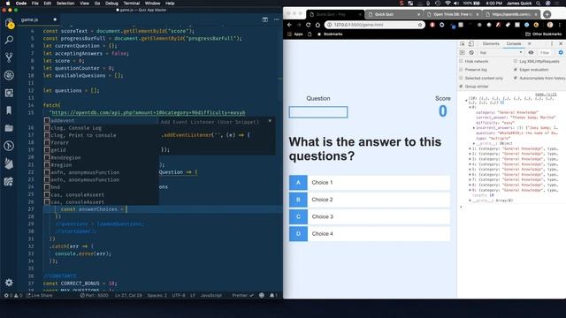 Build a Quiz App (11) - Fetch API to Load Questions API смотреть онлайн