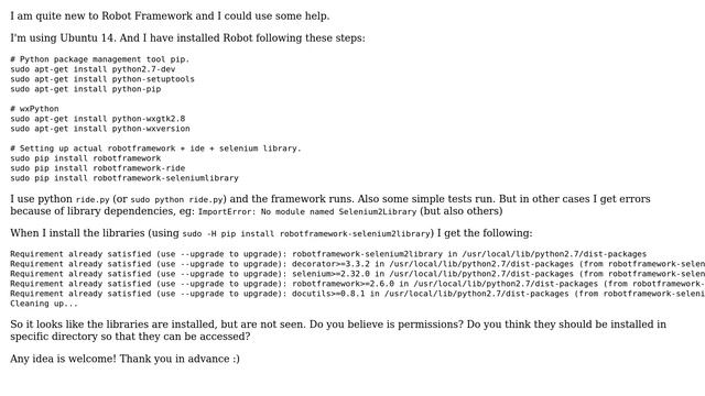 Ubuntu: ImportError: No module named Selenium2Library смотреть онлайн
