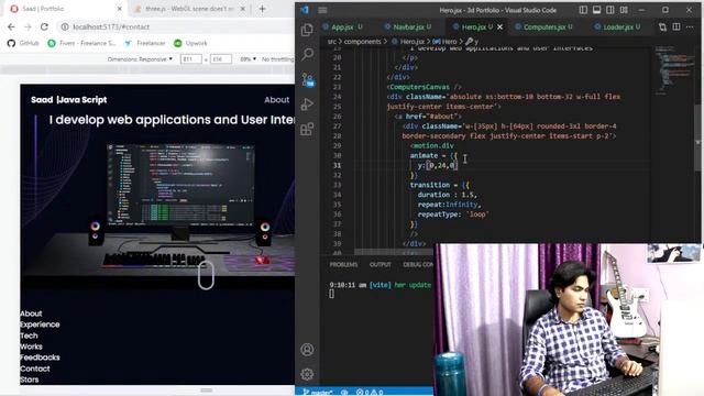 Live Coding Session: Study with Me/Code with Me for React Three.js 3D Portfolio | Hero and About Se смотреть онлайн