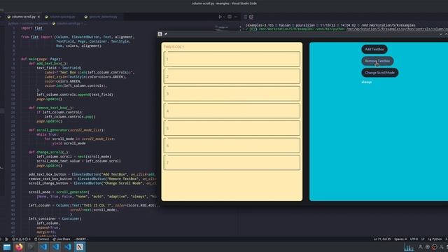 Flet: scroll example for column. смотреть онлайн