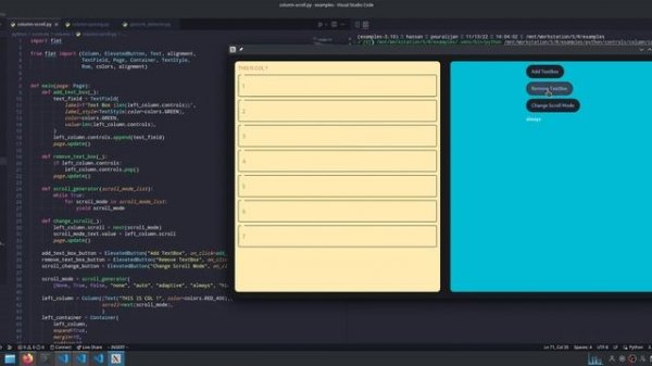 Flet: scroll example for column.