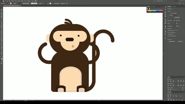 How to DRAW A MONKEY animal in Adobe Illustrator, Tutorial Flat design смотреть онлайн