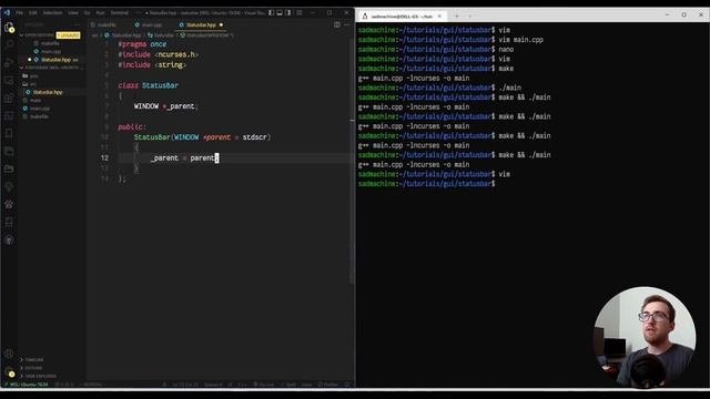 Ncurses Tutorial - StatusBar [1] #ncurses #statusbar #programming смотреть онлайн