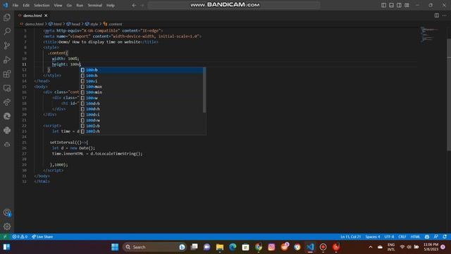 Display Time On Website using HTML CSS and JS. смотреть онлайн