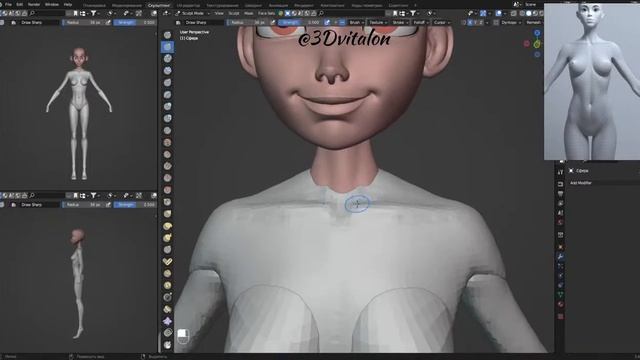 Блокинг: тело стилизованного персонажа в Blender 3.6.4 часть 3 смотреть онлайн