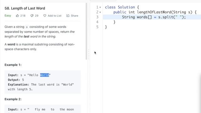 Leetcode | 58. Length of Last Word | Easy | Java Solution смотреть онлайн