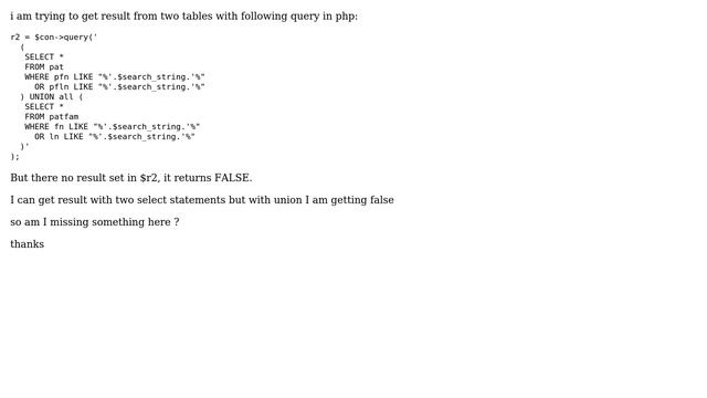 No result with multiple table query in php смотреть онлайн