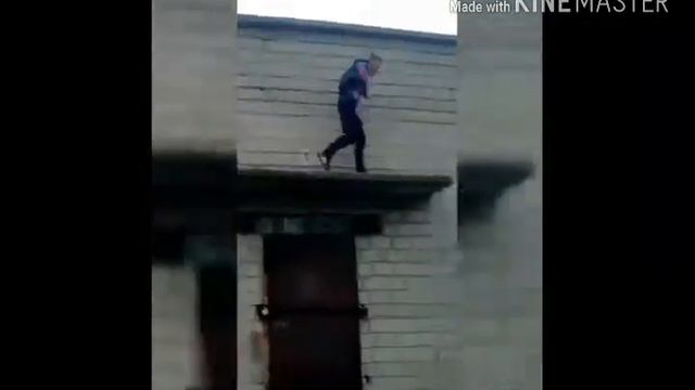 Очень бистрий прижок с навеса заброшки ???