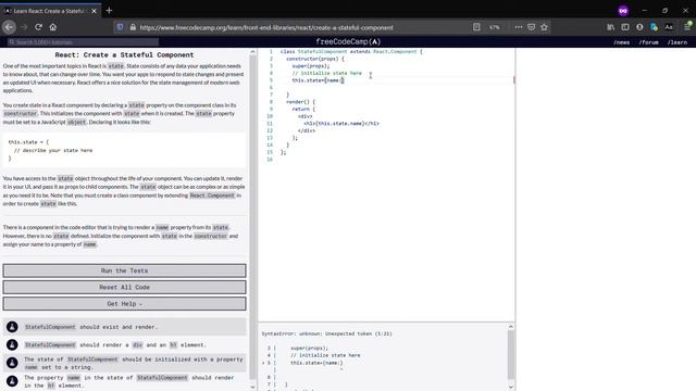 React: Create a Stateful Component -freeCodeCamp.org(Day-7) смотреть онлайн