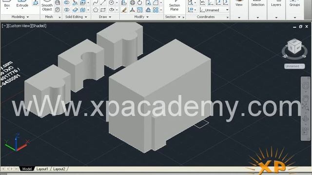 124 3D Solid union subtract & intersect AutoCAD 2013 смотреть онлайн