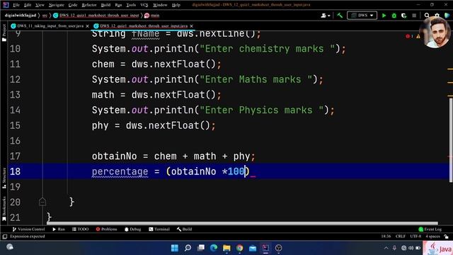 Make a marks sheet in java through user input | urdu / hindi | Java Tutorial 09 смотреть онлайн