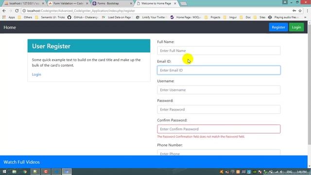 #8 CodeIgniter 3.x Advanced Tutorial - Part 2 - Form validation on user registration form смотреть онлайн